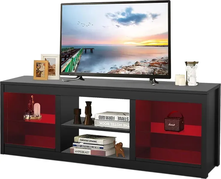 Parrot Uncle 58-Zoll-TV-Ständer für Fernseher bis zu 65 Zoll, Medien-Entertainment-Center, Schwarz