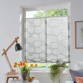 Plissee MY HOME "BELUM" Gr. 2, grau (hellgrau), B:50cm H:130cm, Obermaterial: 70% Baumwolle, 30% Polyester, Plissees, im Fixmaß, Ausbrenner, Kreise, Blumen, Klemmträger