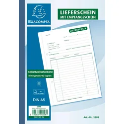 Exacompta 258B 10x Buch mit Lieferscheinen, DIN A5, 2x40 Blatt - Motiv