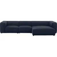 W.Schillig Ecksofa »around-the-block«, mit eleganter Biese, mit Federkern, Breite 341 cm blau