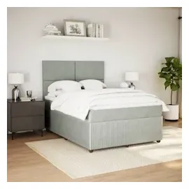 vidaXL Boxspringbett mit Matratze Hellgrau 160x200 cm Samt