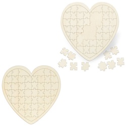 relaxdays Puzzle 2 x Herzpuzzle Hochzeit aus Holz, Puzzleteile