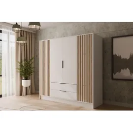 altdecor Kleiderschrank Nelia 200 x 200 x 51 cm Weiß/Artisan