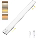 LED-Schrankleuchte mit Bewegungsmelder, LED-Lichtleiste, Schranklampe, per USB wiederaufladbare Unterschrankbeleuchtung, Küchenschrankbeleuchtung, 3