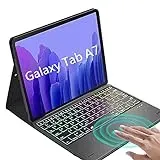 QYiD Tastatur Hülle für Galaxy Tab A7 10.4" 2020 Model (SM-T500/T505/T507), Beleuchtete Kabellose Tastatur mit Trackpad, QWERTY Tastatur Hülle für Galaxy Tab A7, Schwarz