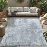 Tinyboy-hbq Teppich Wohnzimmer Kurzflor,Passend für Outdoor,Schlafzimmer und Balkon,Waschbarer Wetterfest Antirutsch,Abstrakt Grau Weiß/Multi,160x200cm