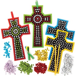 Bastelset für Deko-Anhänger "Kreuz" mit Pailletten  (pro Set 5) Bastelaktivitäten zu Ostern