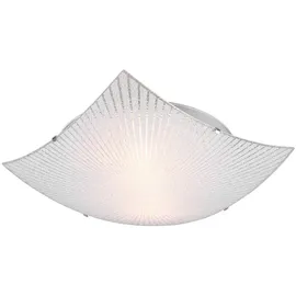 meineWunschleuchte Flache Deckenleuchte 3 E27 eckig Glas weiß 40 x 40 cm