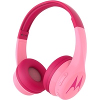 Motorola Squads 300 - Bluetooth Kinderkopfhörer - 24Std. - Begrenzter Lautstärk mit 85 dB, Flexibel und langlebig, Gehörschutz und Musik-Sharing-Funktion, Anti-Allergie-Kissen (BPA-frei) - Rosa
