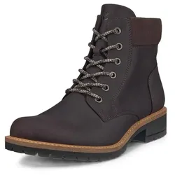 Schnürstiefelette ECCO "ELAINA", Damen, Gr. 41, braun (dunkelbraun), Nubukleder, klassisch, Schuhe, Stiefelette, Blockabsatz, mit weicher Schaftrandpolsterung