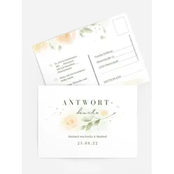 Antwortkarten Hochzeit selbst gestalten mit Spruch und Fotos im Onlinedesigner bei Meine-Kartenmanufaktur.de