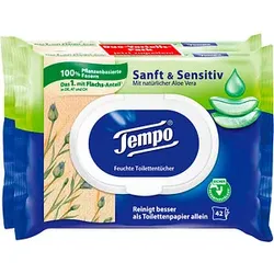 Tempo Feuchtes Toilettenpapier Sanft & Sensitiv Duo-Pack 1-lagig, 2x 42 Tücher