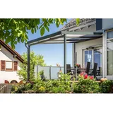 Gutta Terrassendach Premium 309 x 306 cm anthrazit/polycarbonat weiß gestreift