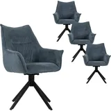 Mr. Deko Esszimmerstuhl 4er Set Ginosa blau mit Armlehnen | drehbarem Sitz – gepolstert | Blau