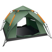 eklipt Camping Zelt Automatisches Pop up Zelt 2-3 Personen Kuppelzelt 2 in 1 Doppelschichten Wasserdicht Winddicht mit 2 Runde-Tür Aluminum Zeltstange für Familien, Trekking (210x180x130 cm,Gelb&Grün)