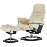 Stressless Relaxsessel mit Hocker Leder 79 x 103 x 73 cm creme
