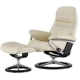 Stressless Relaxsessel mit Hocker Leder 79 x 103 x 73 cm creme