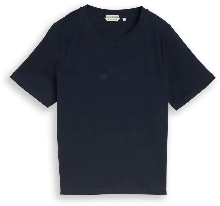 TOM TAILOR Damen T-Shirt aus Baumwolle, blau, Uni, Gr. M