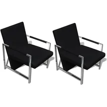 vidaXL Sessel 2 Stk. Kunstleder 53 x 73 x 53 cm Schwarz mit Liegeposition