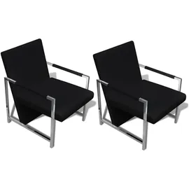 vidaXL Sessel 2 Stk. Kunstleder 53 x 73 x 53 cm Schwarz mit Liegeposition