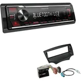 EHO Kenwood KMM-BT209 1-DIN Autoradio Media Receiver Bluetooth USB AUX mit Einbauset passend für Ford KA ab 2008 schwarz