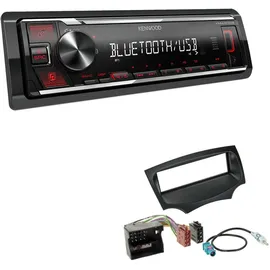 EHO Kenwood KMM-BT209 1-DIN Autoradio Media Receiver Bluetooth USB AUX mit Einbauset passend für Ford KA ab 2008 schwarz