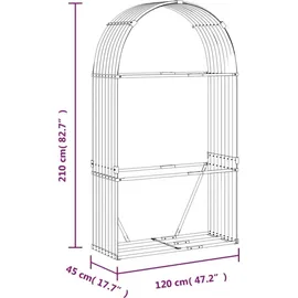 vidaXL Kaminholzunterstand Hellbraun 120x45x210 cm Verzinkter Stahl