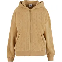 URBAN CLASSICS Jacquard Velvet Oversized Reißverschlusspullover Union Beige 2XL