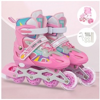 Kpaloft Inlineskates, (Set 4 Gang Einstellbar Größe 37-41 Leuchtend, Umschaltbare), Doppelreihe, für Kinder Junge Mädchen Erwachsene rosa L