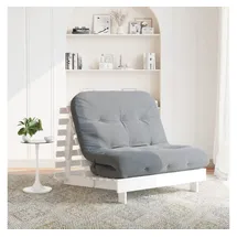 vidaXL Futon Schlafsofa mit Matratze Weiß 100x206x11 cm Kiefernholz
