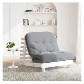 vidaXL Futon Schlafsofa mit Matratze Weiß 100x206x11 cm Kiefernholz