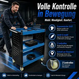 BITUXX Werkstattwagen 3 Ebenen Metall blau