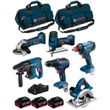 Bosch Kit 18V BK601BAG (GDX 18V-180 + GSR 18V-55 + GKS 18V-LI + GST 18V-LI S + GBH 18V-21 + GWS 18-125V-LI + 3 x 4,0Ah + GAL18V-40 + 2 Taschen)