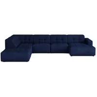 Emoebel24 Ecksofa U-form links 364x262x70 cm modular Sofa Bergi  Dunkelblau - Dunkelblau