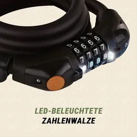 Prophete Zahlen-Spiralkabelschloss Schwarz 150 cm