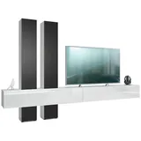 Vladon Wohnwand, Schwarz, Holzwerkstoff, 330x204x39 cm, Wohnzimmer, Wohnwände, Wohnwand-Sets