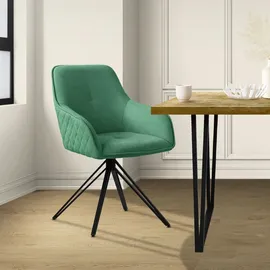 ML-Design Esszimmerstuhl Grün Textil Webstoff 360° Drehstuhl, Armlehnen, Rückenlehne,