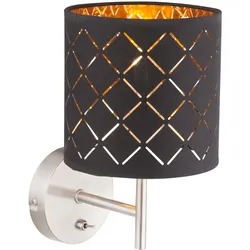 Wand Lampe Textil schwarz gold Dimmer Fernbedienung Lese Strahler im Set inkl. RGB LED Leuchtmittel