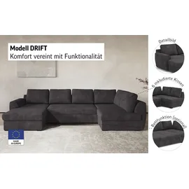 Cotta Wohnlandschaft Polyester U-Form 3-Sitzer Braun