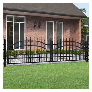 vidaXL Zauntor mit Speerspitzen Schwarz 305x120 cm Stahl