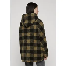 URBAN CLASSICS Hooded Oversized Check Sherpa Big Jacke Beige / Black 4XL