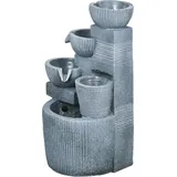Outsunny Gartenbrunnen Solar Wasserbrunnen mit 4 Stufen und LED-Beleuchtung, Zierbrunnen für Gartenteich und Balkon aus Kunstharz 31 x 27 x 57 cm   Aosom.de