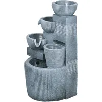 Outsunny Gartenbrunnen Solar Wasserbrunnen mit 4 Stufen und LED-Beleuchtung, Zierbrunnen für Gartenteich und Balkon aus Kunstharz 31 x 27 x 57 cm   Aosom.de