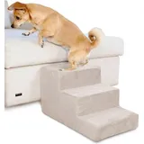 Famanu Hundetreppe für kleine Hunde - Haustierleiter mit 3 Stufen in Beige