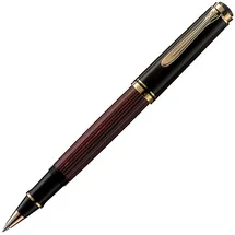 Pelikan Tintenroller Souverän® R400, 24-Karat vergoldete Zierelemente, Schwarz-Rot