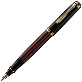 Pelikan Tintenroller Souverän® R400, 24-Karat vergoldete Zierelemente, Schwarz-Rot