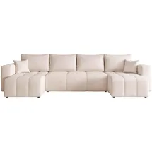 idohome U-Form Wohnlandschaft mit Schlaffunktion und Bettkasten 3-Sitzer Weiß