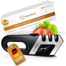 tecciton Messerschärfer, 4-in1 Messerschärfer, Verstellbar & mit ergonomischem Griff, Messerschleifer, Messer schärfen, Messerschärfer Profi, TECMS0001, Schwarz