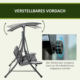 Outsunny Hollywoodschaukel Grau/Schwarz 3-Sitzer