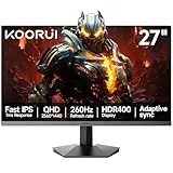 KOORUI G2721X 27 Zoll QHD Bildschirm,260Hz 1ms IPS Gaming Monitor, Flat PC Screen,HDR400, 99% sRGB, HDMI/DP, schwarz - Ideal für Competitive Gaming & Homeoffice